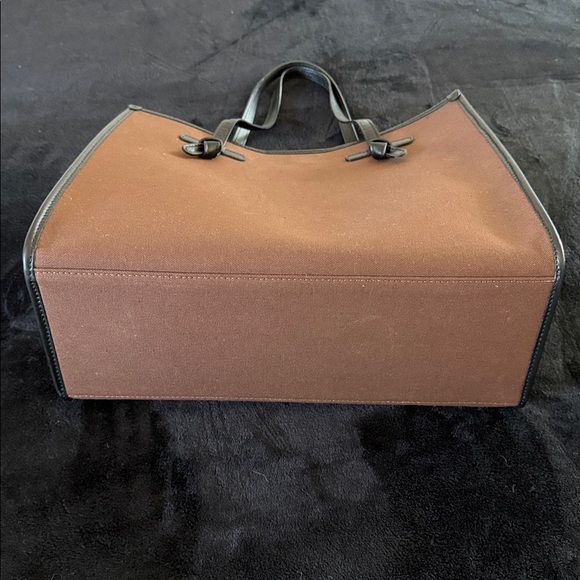 Made in Italy Marcella Leather Handle & Trim Canvas Shopping Bag Tote - Picture 8 of 9